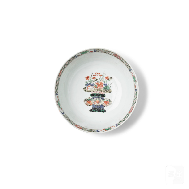 清康熙 五彩開光花果紋碗 | A FAMILLE-VERTE 'FRUIT AND FLOWER' BOWL - 图6